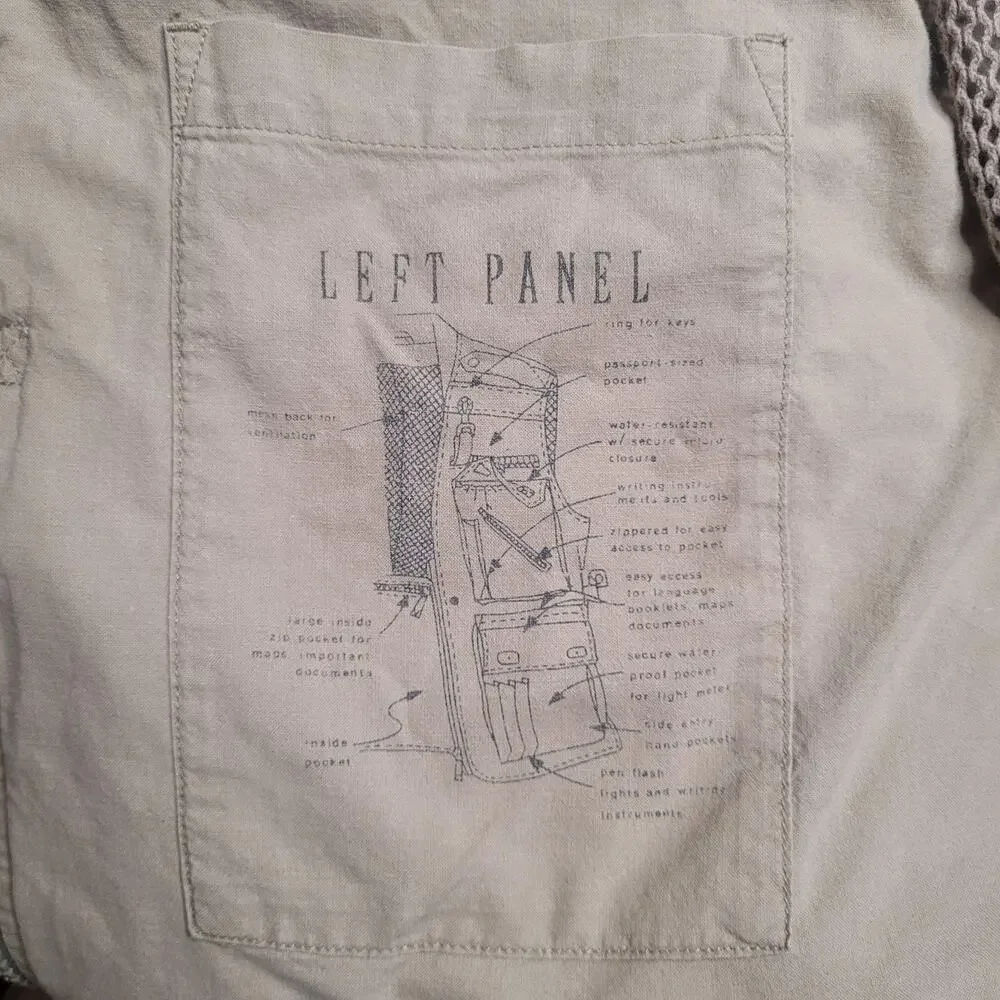 Vintage Banana Republic Vest Med Beige Khaki Utility Travel Safari Multi Pocket